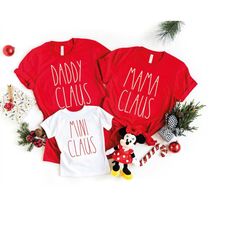 Mama Claus Daddy Claus Christmas Personalized Couple Shirts, Christmas Mama Mini Shirt, Mama Daddy Matching Christmas T-