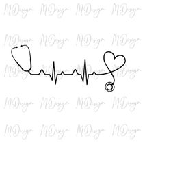 Nurse Heartbeat SVG Cut file for Cricut, Silhouette - Lifeline Stethoscope SVG for Nursing School Graduate, Medical Staf