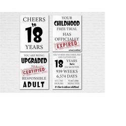 18th Birthday Printable Poster - Cheers to 18 Years  Printable Sign for Birthday Party Decor - Print at Home Cheap - Wel