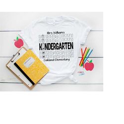 Kindergarten Echo T Shirt Design SVG Files for Cricut, Silhouette, Glowforge - Custom Teacher Name and School for Teache