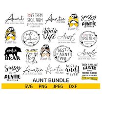 Aunt SVG Bundle Aunt T Shirt Design Sayings Quotes - Cutting Files for Cricut, Silhouette, Sublimation Printing, Vinyl -