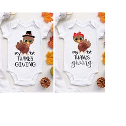 My 1st Thanksgiving SVG Turkey Design for Baby Boy or Baby Girl - Cute Thanksgiving SVG for Cricut, Silhouette - DIY Iro