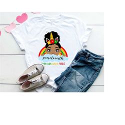 Juneteenth Unicorn Girl SVG Little Afro Girl Peekaboo Girl SVG Cutting Files for Cricut, Silhouette - Rainbow Unicorn -