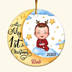 My First Christmas - Personalized Custom Ceramic Ornament - Christmas Gift For Family Members