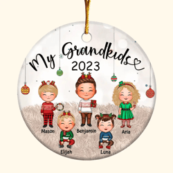 My Grandkids Xmas- Personalized Custom Ceramic Ornament - Christmas Gift For Family Members