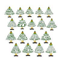 Elf Quotes Bundle SVG - Christmas Tree Shaped Sayings from Elf - Cricut Cutting Files for Christmas Gifts - Most Popular