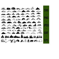 Mountain Bundle SVG | Mountains SVG | Camping SVG Files for Cricut, Silhouette, Laser Engraving | Digital Files | Nature