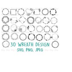 Wreath SVG Bundle Wreath Procreate stamps for Wedding Stationery- Greenery Floral Wreath Clipart for Stamps, Stickers -
