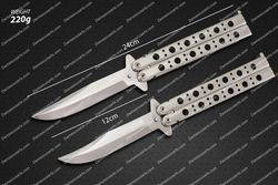 Silver-spotted 12cm Blade High Carbon Filipino Balisongs butterfly Knife Butterfly Knife With Leather Sheath