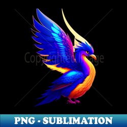 Vividly Colored Blue-Winged Phoenix Bird - Artistic Sublimation Digital File - Perfect for Creative Projects