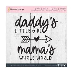 daddy's little girl mama's whole world svg - baby svg - baby nursery svg - baby sign svg - baby bodysuit svg - baby girl svg - dxf -  png