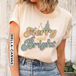 Merry Bright Shirt PNG, Vintage Santa Shirt PNG, Retro Santa Tee, Retro Santa Shirt PNG, Christmas Shirt PNG, Vintage Ho
