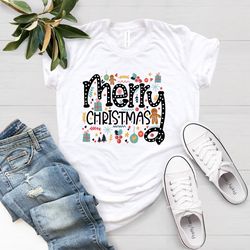 Merry Christmas Doodles Shirt PNG, Merry Christmas Shirt PNG, Christmas Gingerbread Shirt PNG, Cute Xmas Shirt PNG, Chri