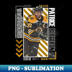 Patrice Bergeron Hockey Paper Poster Bruins 9 - Vintage Sublimation PNG Download - Create with Confidence