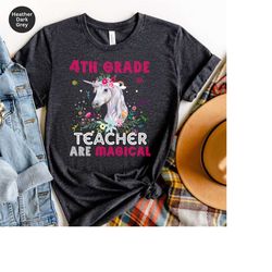 4th Fourth Grade Teacher Unicorn Shirt Back To School Gifts Tshirt For Elementary Teachers Team Vibes Girls Boys First D