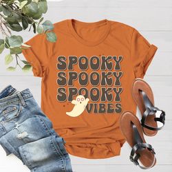 Spooky Vibes Shirt PNG, Ghost Shirt PNG, Halloween Ghost Shirt PNG, Retro Halloween Shirt PNG, Spooky Season Shirt PNG,