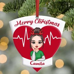 Merry Christmas Heart Beat - Personalized Aluminium Nurse Gift