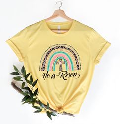he has risen easter rainbow shirt png scripture tee, spring graphic tee, he is risen shirt png, christian graphic tee, c