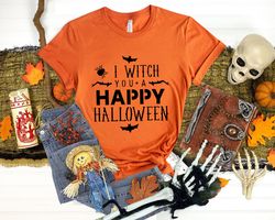 I Witch You A Happy Halloween T-Shirt Png, Halloween Shirt Png, Halloween Shirt Pngs For Kids, Halloween Party T-Shirt P