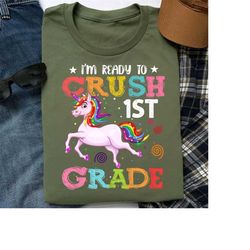 I'm Ready To Crush First Grade Shirt Funny Teacher Team Gifts Tshirt For Elementary Teachers Girls Boys Kids  First Day