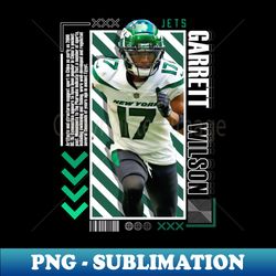 Garrett Wilson Football Paper Poster Jets 9 - PNG Transparent Sublimation Design - Bring Your Designs to Life
