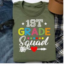 1st First Grade Squad Teacher Shirt Funny Retro Back To School Gifts Tshirt For Elementary Teachers Girls Boys Kids  Fir