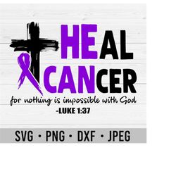 Hodgkins Lymphoma Cancer Awareness SVG | Heal Cancer SVG | Purple Cancer Ribbon SVG | Cutting Files for Cricut Silhouett