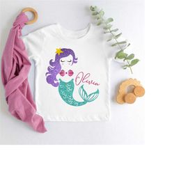 Glitter Mermaid SVG | Mermaid Clipart | Mermaid Shirt for Girls | Personalize with Name | Ocean Birthday Party Theme