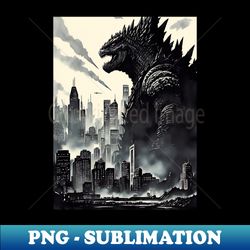 Godzilla retro black and white - Aesthetic Sublimation Digital File - Spice Up Your Sublimation Projects