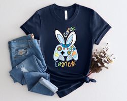 Retro Game Controller Bunny Shirt Png,Happy Easter T-Shirt Png,Funny Easter Bunny Shirt Pngs,Game Lover Easter Shirt Png