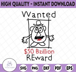 Wanted SVG, Mr Potato svg, Funny svg, Toy Story SVG, Disney SVG, Toy Story cut file, Disney cut file, Disney cricut, Toy