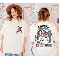 Western Red White Blue Tshirts, Comfort Colors Cowgirls Shirt, 4th of July Rodeo Shirt, LS512
