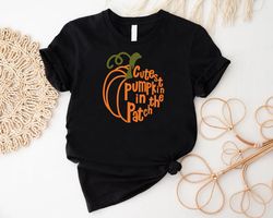 Cutest Pumpkin In The Patch Tee, Fall Gifts, Thanksgiving Graphic Little Pumpkin Shirt PNG, Kids Halloween Teacher TShir