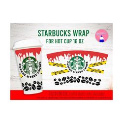 Full Wrap Coffee & True Crime, Coffee First, Dripping Blood, True Crime Wrap For 16oz Hot Cup svg png eps Files