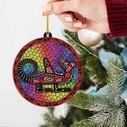 Haida Art Spirit Wolf Ornament: Native American Christmas Tree Decor