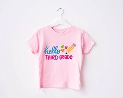 Hello Third Grade Tee, Back To School Gift, 3rd Grade TShirt PNG, Kids School Shirt PNG, First Day Of School Toddler Tee