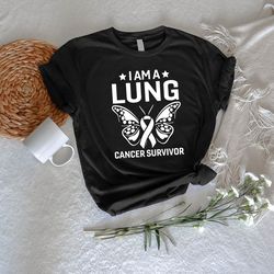 Lung Cancer Shirt PNG, Lung Cancer Warrior Gift, Lung Cancer Support Ribbon TShirt PNG,Cancer Survivor Tee,Survivor Squa