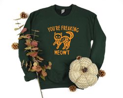 Meowt SweatShirt PNG, Gift For Halloween, Youre Freaking Meowt SweatShirt PNGs, Halloween Black Cat Sweat, Spooky Sweate