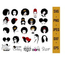 African American Women SVG Bundle | Afro Woman SVG | Black Woman SVG Cutting Files for Cricut, Silhouette | Black Afro G