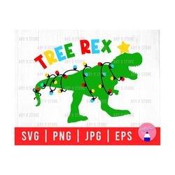 Tree Rex Svg Png Eps Jpg Files | Dinosaur Christmas Tree Svg | Christmas T-rex Files For Cricut, Silhouette For DIY T-shirt, Sticker, Gifts