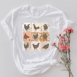 Retro Chickens Shirt PNG, Gift For Farmers, Farm Girl TShirt PNG, Chicken Mom Tee, Chicken Lover T-Shirt PNG, Farm Outfi