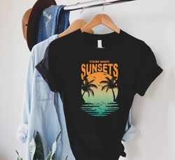 Retro Sunset Shirt PNG, Vacation Gifts, Forever Chasing Sunsets TShirt PNGs, Beach Vacation Shirt PNGs,Sunshine TShirt P