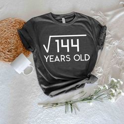 Square Root Of 144 Tee, 12th Birthday Gifts Shirt PNG, Custom Square Root TShirt PNG, Personalized Birthday Shirt PNGs,