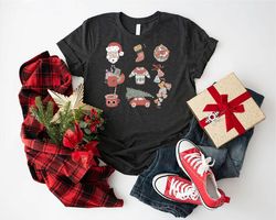 Vintage Christmas Doodle TShirt PNG, Christmas Gift Shirt PNG, Retro Santa Claus Tee, Xmas Disco Ball T-Shirt PNG, All T