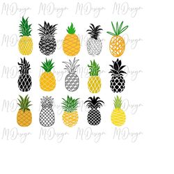 Big Pineapple Bundle SVG Cut Files for Cricut, Silhouette, CNC, Glowforge - Instant Digital Download Summer, Tropical, H