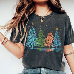 Hand drawn Christmas trees sweatee, minimal Christmas tree design, cute Christmas sweater, gift for her, Christmas trees