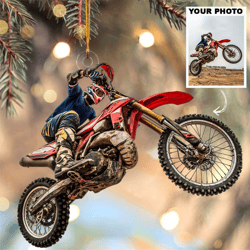 personalized motocross photo ornament: custom mica decoration