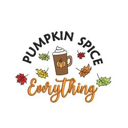 Pumpkin Spice Embroidery Design, 3 sizes, Instant Download