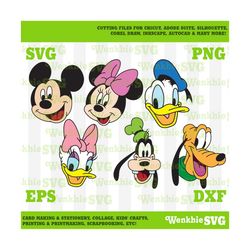 Mickey and Friends Heads Bundle Cutting File Printable, SVG file for Cricut