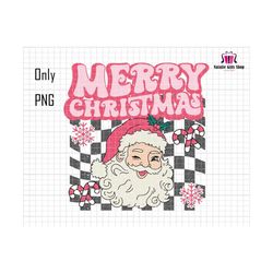 Merry Christmas Png, Retro Christmas Png, Pink Christmas Png, Winter Png, Santa Claus Png, Christmas Checkered, Sublimation Xmas, Pink Xmas